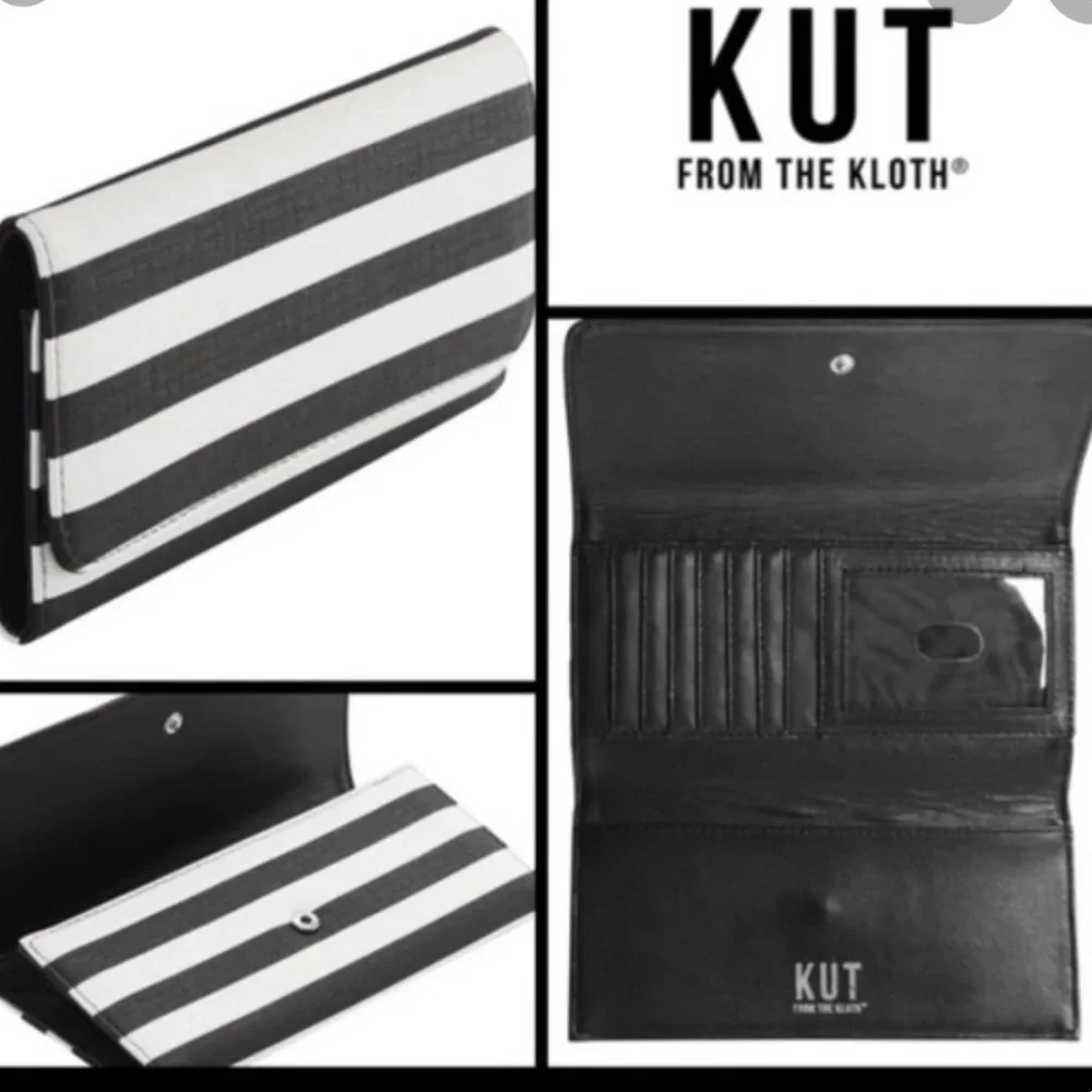 Kut from the Kloth black & white striped wallet NWT